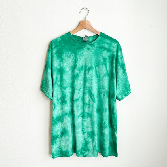 New Green Tie Dye Short Sleeve T Shirt Size 2XL Crewneck Casual Comfy Gildan Tee - Picture 4 of 7